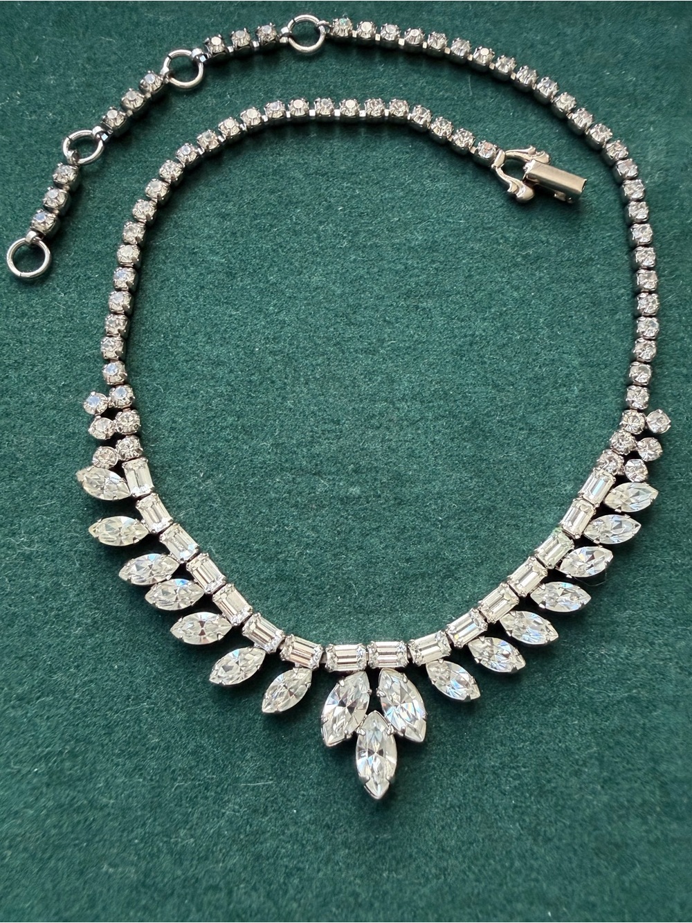 Sherman Marquise & Baguette Clear Crystals Necklace